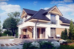 Вариант мансардного дома Z284 с плитами перекрытия