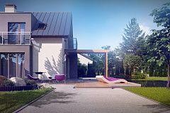 Дом традиционной формы с современными элементами в архитектуре. Уютный и функциональный интерьер.