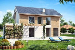 Выгодный в строительстве и эксплуатации двухэтажный дом простой формы.