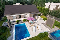 Классический одноэтажный дом с двускатной крышей