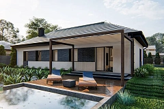 Одноэтажный дом на 3 комнаты, гостиная со столовой и гараж на одну машину