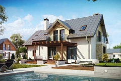 Версия мансардного дома Z263 с увеличением гаража