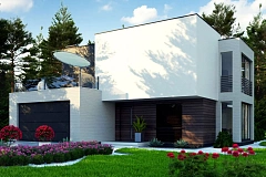 Двухэтажный дом в стиле минимализм - вариант проекта ZR 17