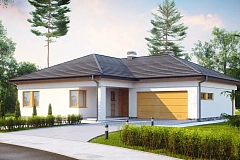 Проект функционального одноэтажного дома с боковым гаражом на два автомобиля