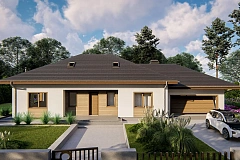 Просторный одноэтажный дом с тремя спальнями и большим гаражом.