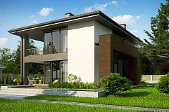 Уменьшенная версия проекта z156 с гаражом и стильным фасадом