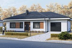 Одноэтажный дом с гаражом на 1 авто и 3 спальнями. 