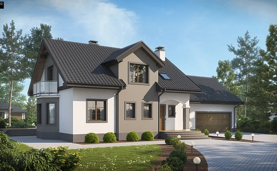 Версия проект Z28 в зеркальном отображении, с гаражом на два авто.