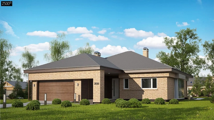 Вариант проекта Z200 с кирпичной облицовкой фасадов.