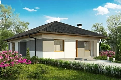 Одноэтажный коттедж с четырехскатной кровлей