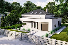 Современная версия двухэтажного дома с гаражом и кабинетом на первом этаже