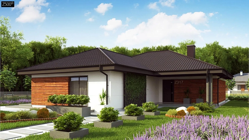 Проект комфортного и функционального одноэтажного дома.