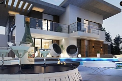 Вариант современного двухэтажного дома Zx22 с подвалом