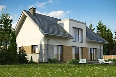 Cтильный мансардный дом с гаражом для двух машин