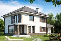 Комфортабельный двухэтажный дом традиционной формы с гаражом.