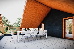 Современный мансардный дом с оригинальной отделкой для большой семьи