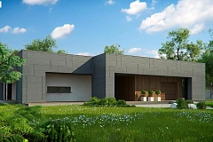 Современный односемейный дом с  плоской крышей