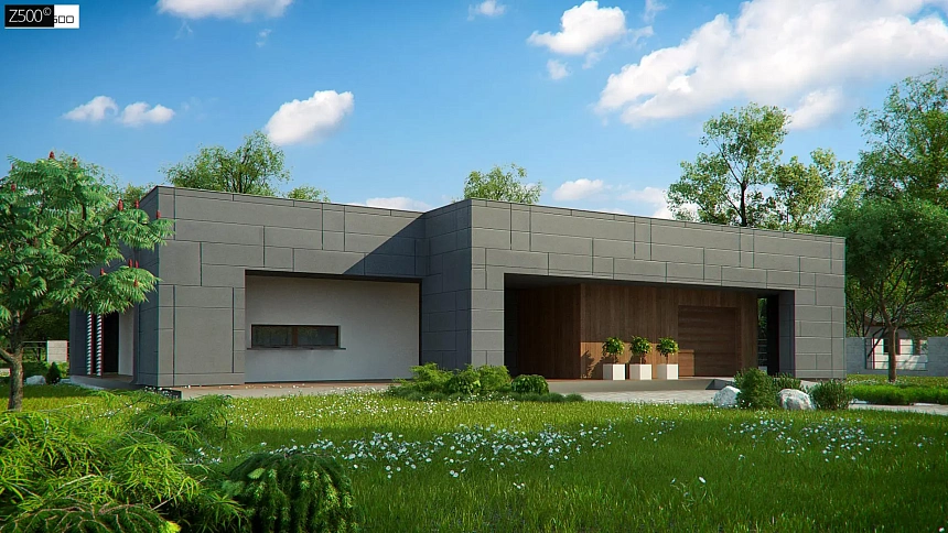 Современный односемейный дом с  плоской крышей