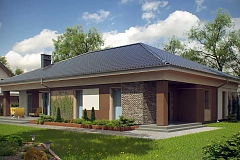 Проект просторного одноэтажного дома с 4 спальнями.