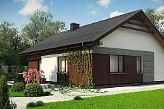 Проект уютного одноэтажного дома с двускатной кровлей
