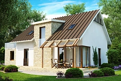 Уютный дом с кабинетом на первом этаже, оригинальным мансардным окном и террасой над гаражом.