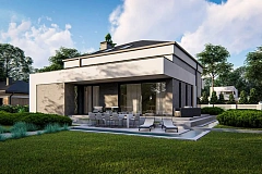 Современная версия двухэтажного дома с гаражом и кабинетом на первом этаже