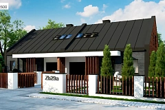 Современный двухсемейный дом с двускатной крышей