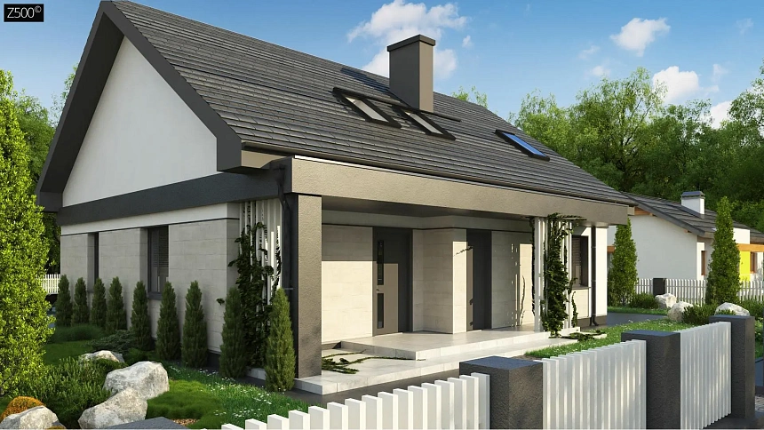 Вариант проекта Z316 с обустроенной мансардой и двускатной кровлей.