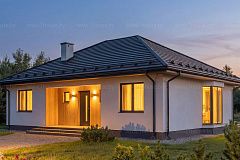 Одноэтажный дом с 4ёхскатной кровлей и 3мя спальнями. 