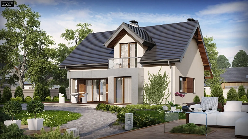 Традиционный дом с современными элементами архитектуры, с электрическим котлом