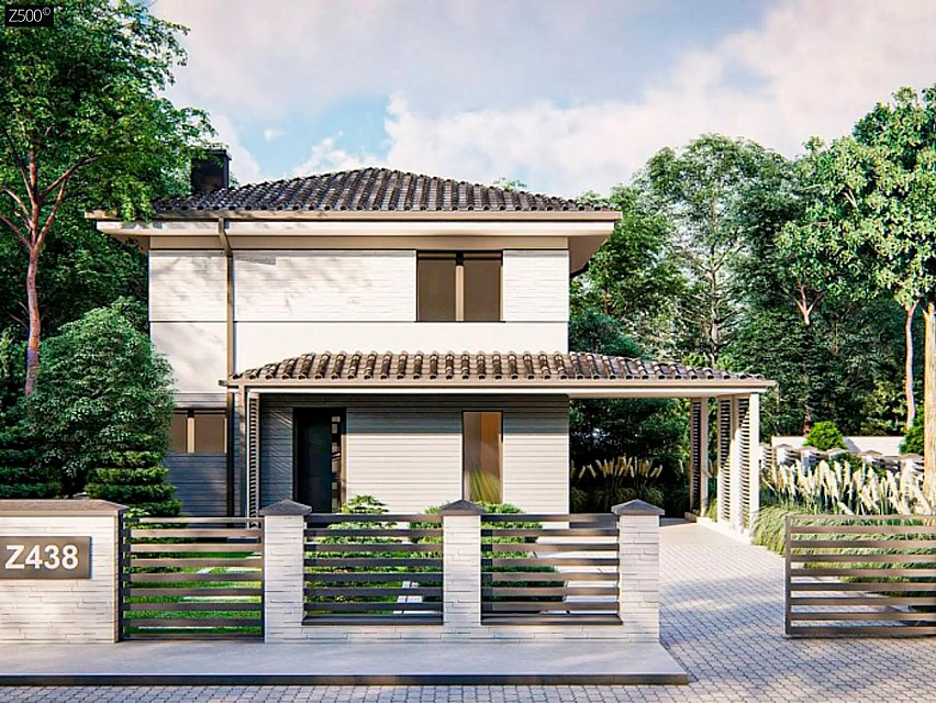 Вариант двухэтажного дома Z438 с плитами перекрытия