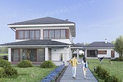 Двухэтажный дом с пятью спальнями и подвалом.