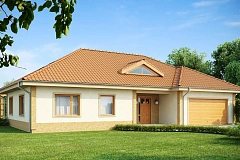 Проект просторного одноэтажного дома с возможностью обустройства мансарды.