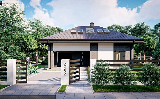 Одноэтажный дом с мансардой