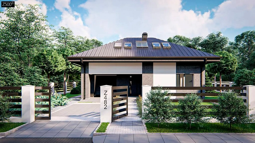 Одноэтажный дом с мансардой