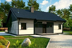 Проект одноэтажного дома традиционной формы с современным экстерьером.