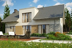 Cтильный мансардный дом с гаражом для двух машин