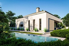 Современная версия двухэтажного дома с гаражом и кабинетом на первом этаже