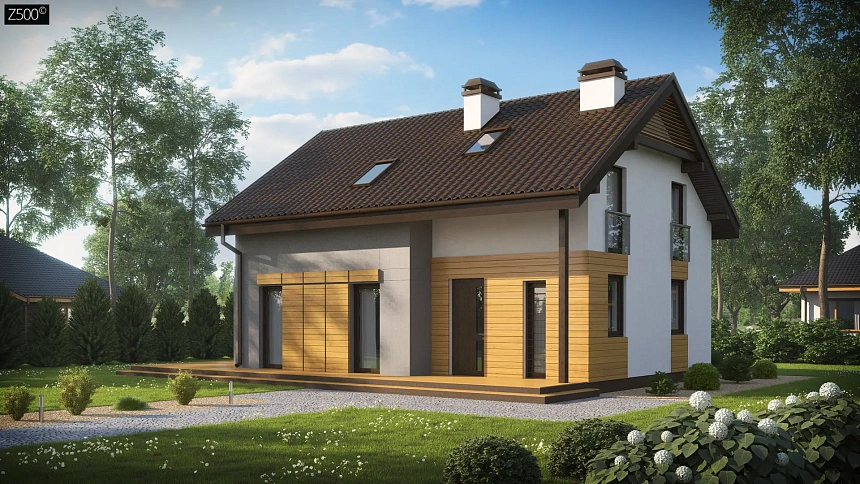Вариант мансардного дома Z149 без гаража