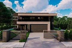 Современный двухэтажный дом с плоской кровлей