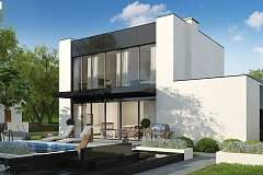 Проект современного односемейного дома с гаражом на одну машину.