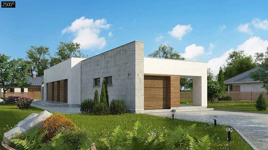 Комфортный одноэтажный дом для узкого участка.