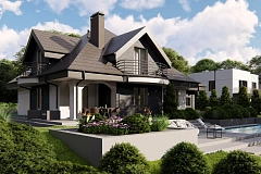 Версия проекта Z18 со встроенным гаражом с левой стороны дома