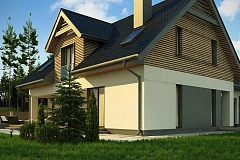 Стильный и аккуратный мансардный дом с гаражом для двух машин.