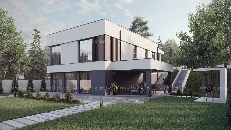 Двухэтажный дом с плоской кровлей для молодой семейной пары в деревне Мочаны, фото 5