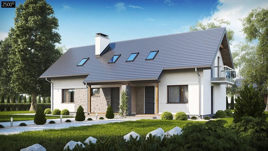 Простой и функциональный двухсемейный дом с отдельными входами.