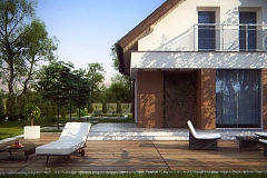 Элегантный дом с мансардой, с кухней со стороны сада и эркером в обеденной зоне.