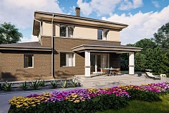 Проект двухэтажного дома на фасаде с клинкерным кирпичом