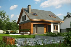 Традиционный дом с мансардой и террасой в современном стиле.