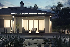 Комфортный элегантный дом с тремя спальнями и выступающим фронтальным гаражом.